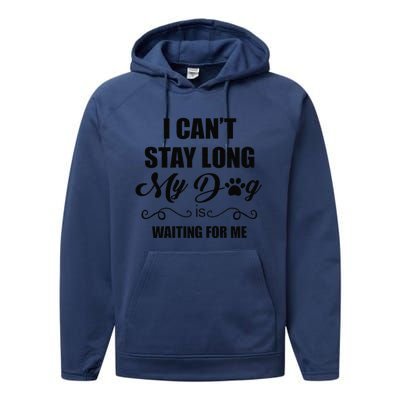 I Cant Stay Long. My Dog Is Waiting For Me Funny Dog Lover Gift Performance Fleece Hoodie