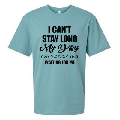 I Cant Stay Long. My Dog Is Waiting For Me Funny Dog Lover Gift Sueded Cloud Jersey T-Shirt