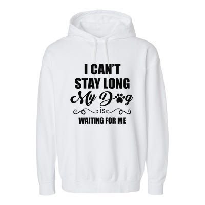 I Cant Stay Long. My Dog Is Waiting For Me Funny Dog Lover Gift Garment-Dyed Fleece Hoodie