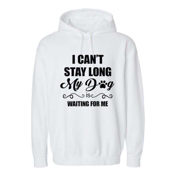 I Cant Stay Long. My Dog Is Waiting For Me Funny Dog Lover Gift Garment-Dyed Fleece Hoodie