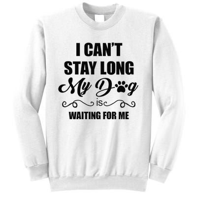 I Cant Stay Long. My Dog Is Waiting For Me Funny Dog Lover Gift Sweatshirt