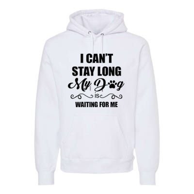 I Cant Stay Long. My Dog Is Waiting For Me Funny Dog Lover Gift Premium Hoodie