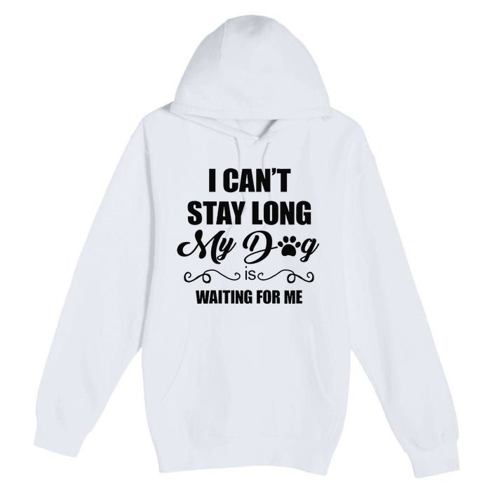 I Cant Stay Long. My Dog Is Waiting For Me Funny Dog Lover Gift Premium Pullover Hoodie