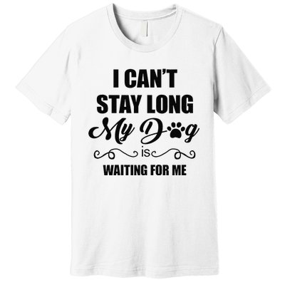 I Cant Stay Long. My Dog Is Waiting For Me Funny Dog Lover Gift Premium T-Shirt