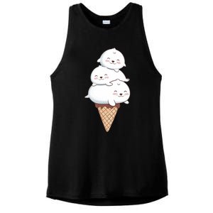 Ice Cream Seals Cute Animal Cone Ladies PosiCharge Tri-Blend Wicking Tank