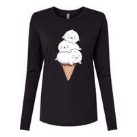 Ice Cream Seals Cute Animal Cone Womens Cotton Relaxed Long Sleeve T-Shirt