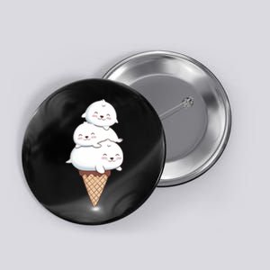 Ice Cream Seals Cute Animal Cone Button