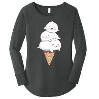 Ice Cream Seals Cute Animal Cone Women's Perfect Tri Tunic Long Sleeve Shirt