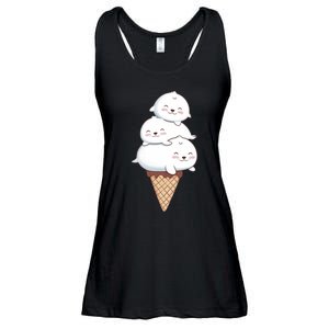 Ice Cream Seals Cute Animal Cone Ladies Essential Flowy Tank