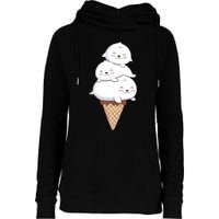 Ice Cream Seals Cute Animal Cone Womens Funnel Neck Pullover Hood