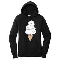 Ice Cream Seals Cute Animal Cone Women's Pullover Hoodie