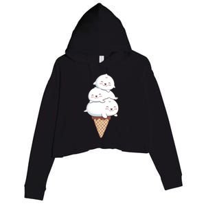 Ice Cream Seals Cute Animal Cone Crop Fleece Hoodie