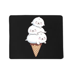 Ice Cream Seals Cute Animal Cone Mousepad