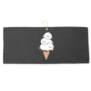 Ice Cream Seals Cute Animal Cone Large Microfiber Waffle Golf Towel