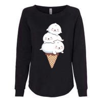 Ice Cream Seals Cute Animal Cone Womens California Wash Sweatshirt