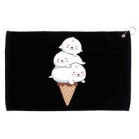 Ice Cream Seals Cute Animal Cone Grommeted Golf Towel