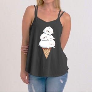 Ice Cream Seals Cute Animal Cone Women's Strappy Tank