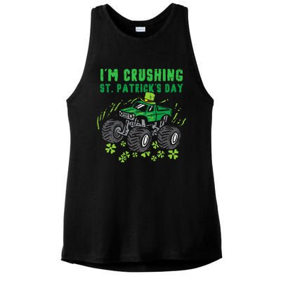 Im Crushing St Patricks Day Monster Truck Ladies PosiCharge Tri-Blend Wicking Tank