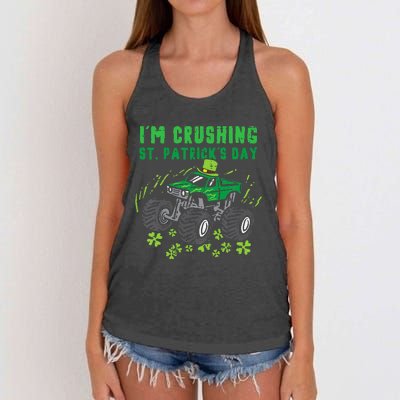 Im Crushing St Patricks Day Monster Truck Women's Knotted Racerback Tank