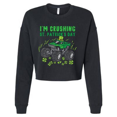 Im Crushing St Patricks Day Monster Truck Cropped Pullover Crew