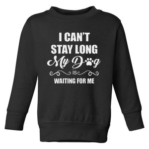 I CanT Stay Long. My Dog Is Waiting For Me Funny Dog Lover Gift Toddler Sweatshirt