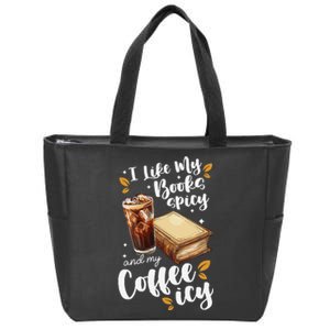 Icy Coffee Spicy Books Novelty Bookish Funny Books Zip Tote Bag