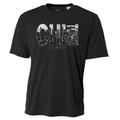 Illinois Chicago Skyline Chi Town Cooling Performance Crew T-Shirt