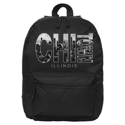 Illinois Chicago Skyline Chi Town 16 in Basic Backpack