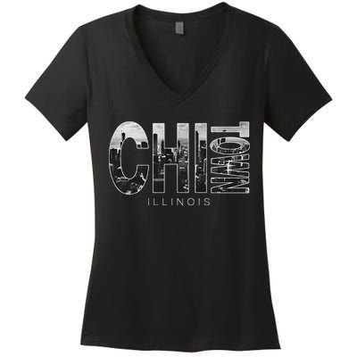 Illinois Chicago Skyline Chi Town Women's V-Neck T-Shirt