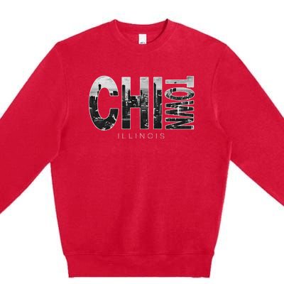 Illinois Chicago Skyline Chi Town Premium Crewneck Sweatshirt