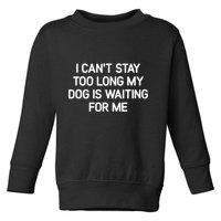 I CanT Stay Too Long My Dog Is Waiting For Me Funny Jokes Toddler Sweatshirt