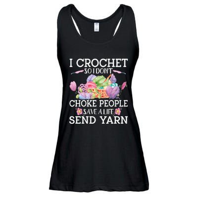 I Crochet So I Don’T Choke People Save A Life Send Yarn Ladies Essential Flowy Tank