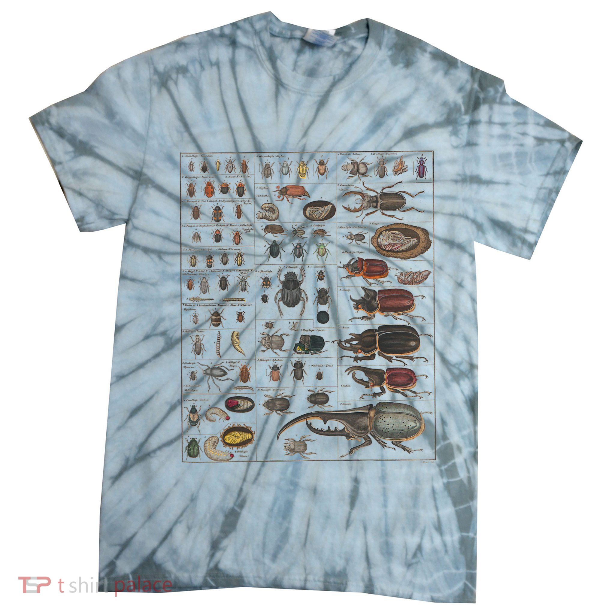 Insects Collection Species Bugs Vintage Chart Entomology Tie-Dye T-Shirt