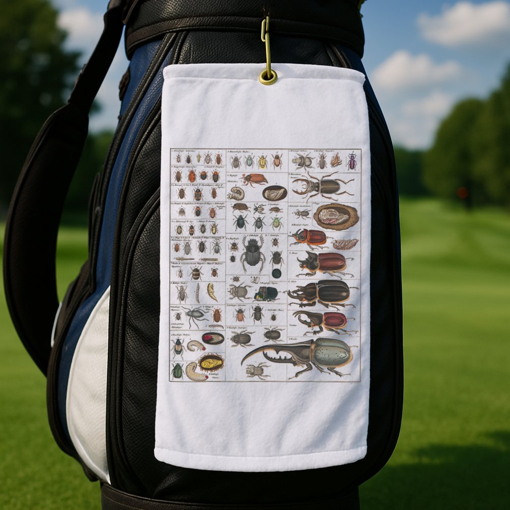 Insects Collection Species Bugs Vintage Chart Entomology Golf Towel