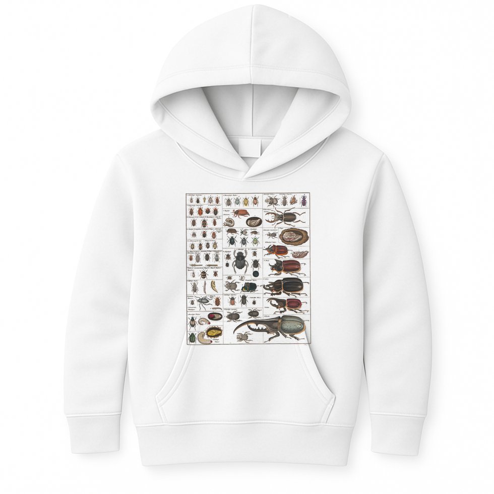 Insects Collection Species Bugs Vintage Chart Entomology Kids Hoodie