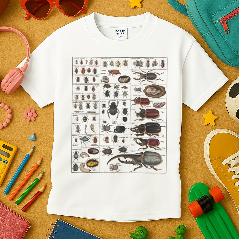 Insects Collection Species Bugs Vintage Chart Entomology Kids T-Shirt