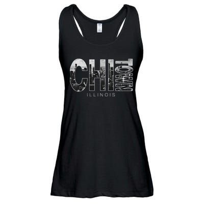 Illinois Chicago Skyline Chi Town Ladies Essential Flowy Tank
