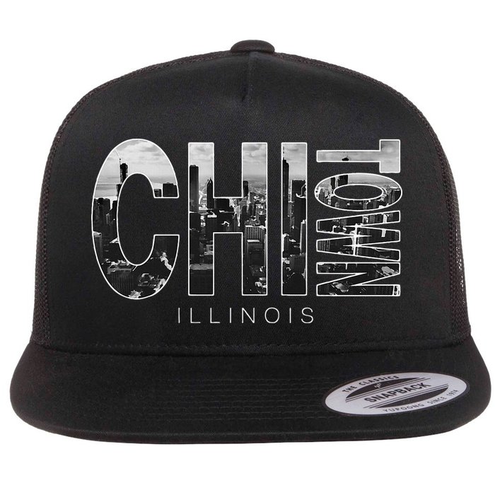 Illinois Chicago Skyline Chi Town Flatbill Hat