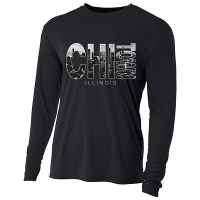 Illinois Chicago Skyline Chi Town Cooling Performance Long Sleeve Crew