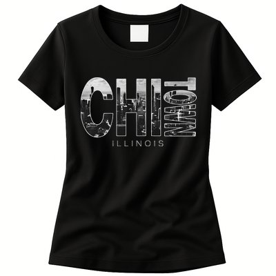 Illinois Chicago Skyline Chi Town Womens T-Shirt