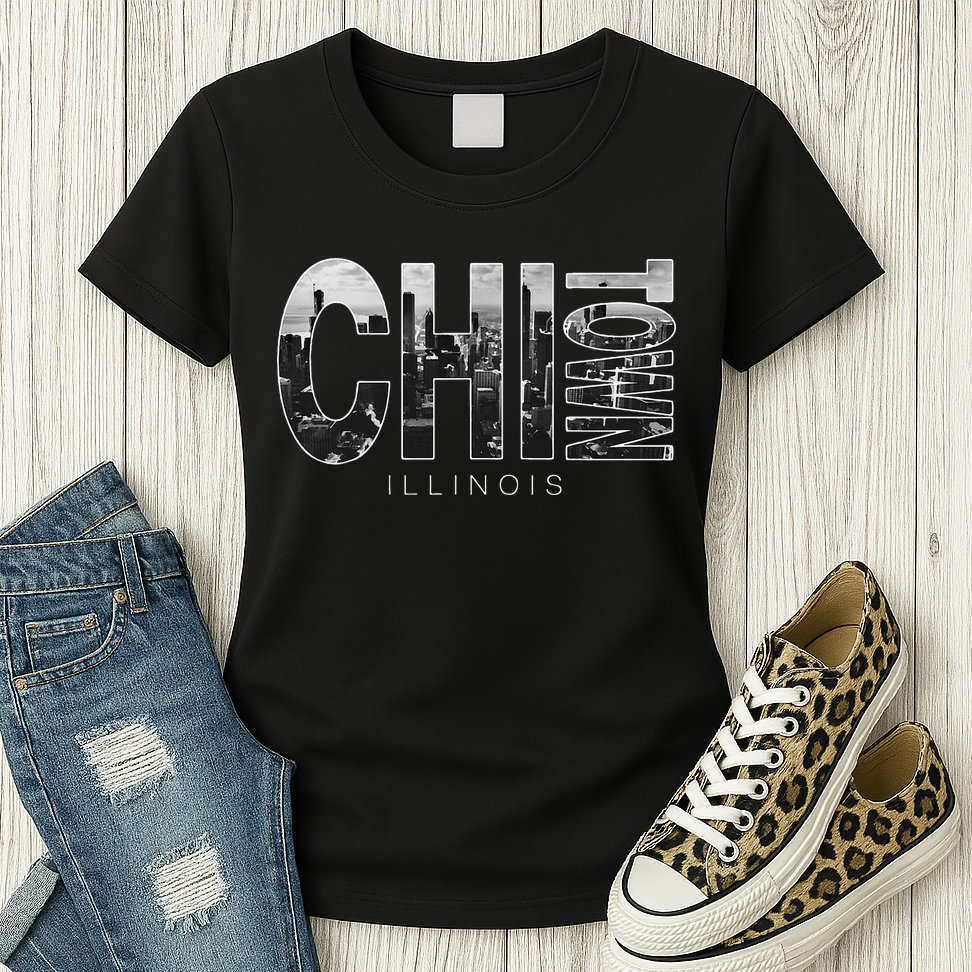 Illinois Chicago Skyline Chi Town Womens T-Shirt