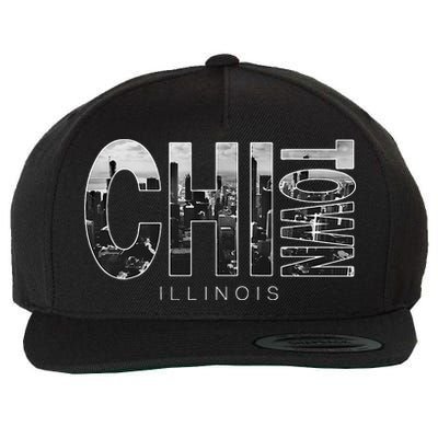 Illinois Chicago Skyline Chi Town Wool Snapback Cap
