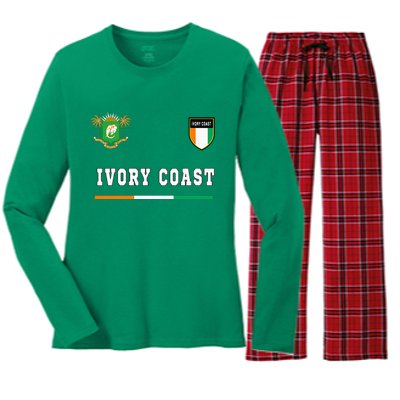 Ivory Coast Sportsoccer Jersey Flag Football Women's Long Sleeve Flannel Pajama Set 