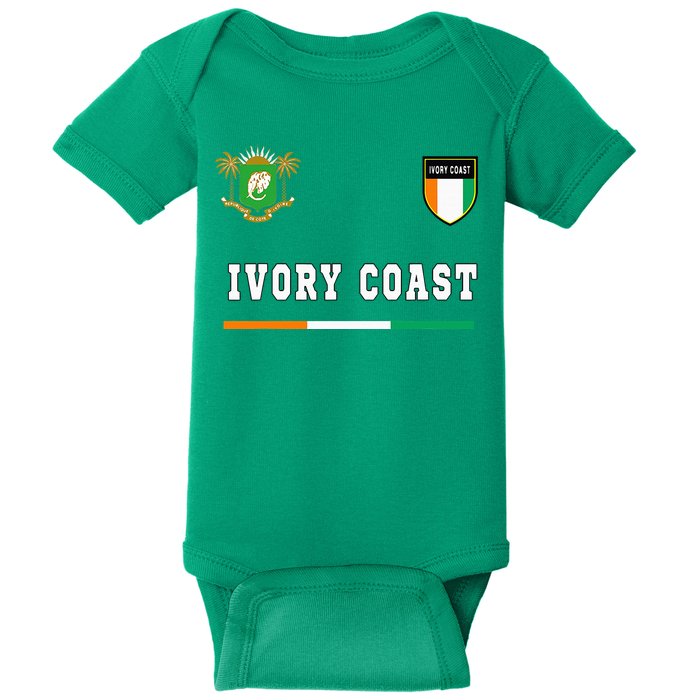 Ivory Coast Sportsoccer Jersey Flag Football Baby Bodysuit