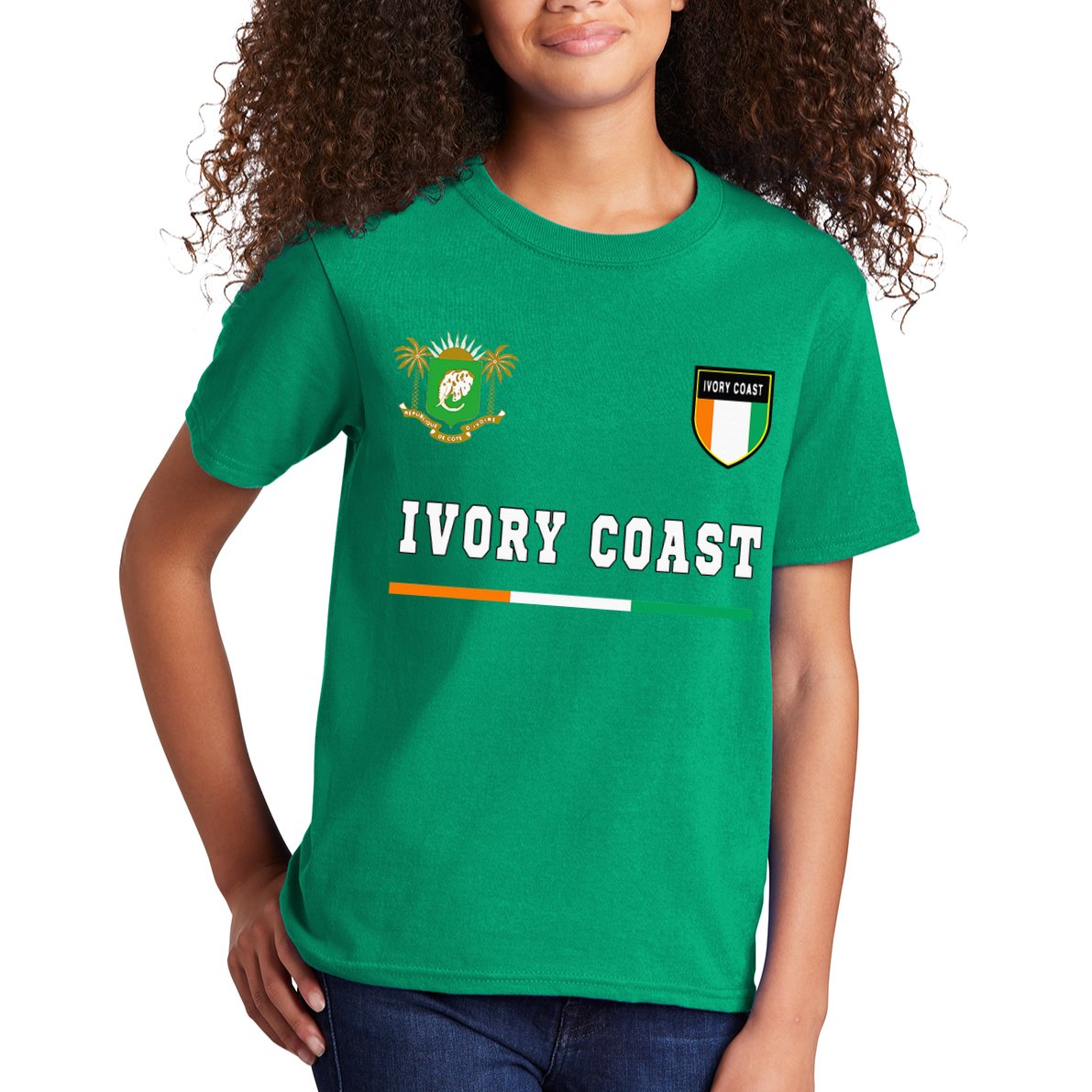 Ivory Coast Sportsoccer Jersey Flag Football Kids T-Shirt