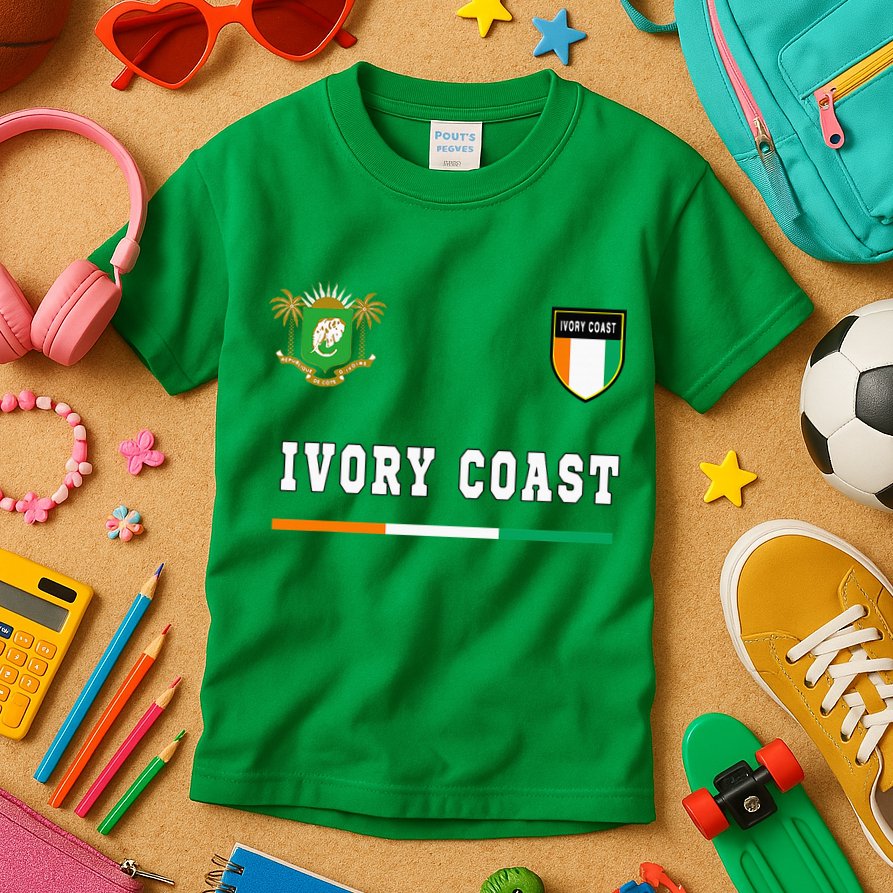 Ivory Coast Sportsoccer Jersey Flag Football Kids T-Shirt