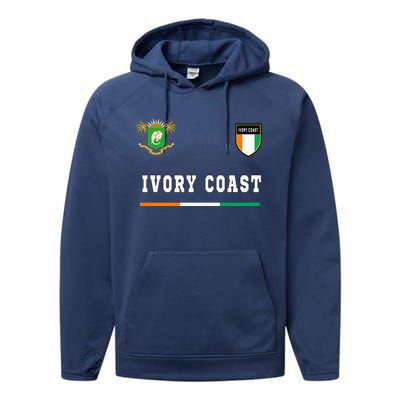 Ivory Coast Sportsoccer Jersey Flag Football Performance Fleece Hoodie