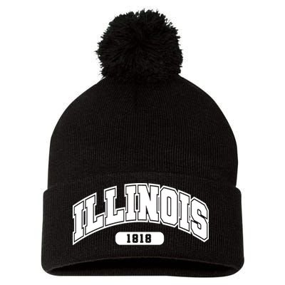 Illinois Collegiate Style 1818 Pom Pom 12in Knit Beanie