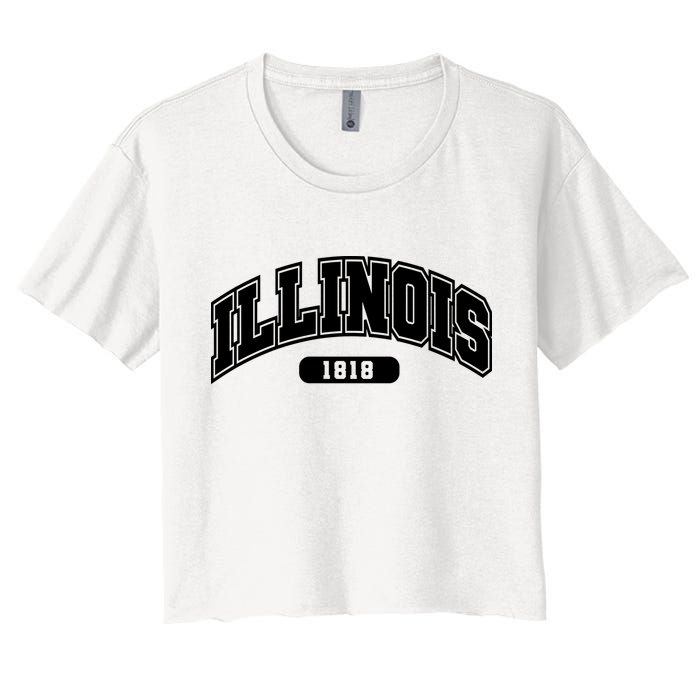 Illinois Collegiate Style 1818 Women's Crop Top Tee