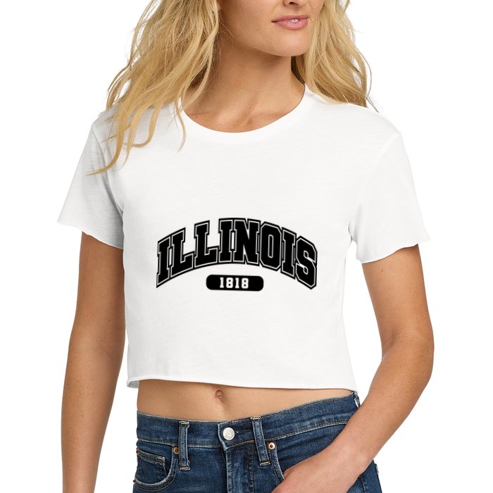 Illinois Collegiate Style 1818 Women's Crop Top Tee